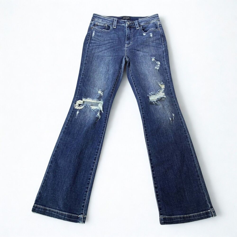 Judy Blue Jeans Womens 9 29 Bootcut Distressed Stretch Mid Rise Blue JB82541DK
